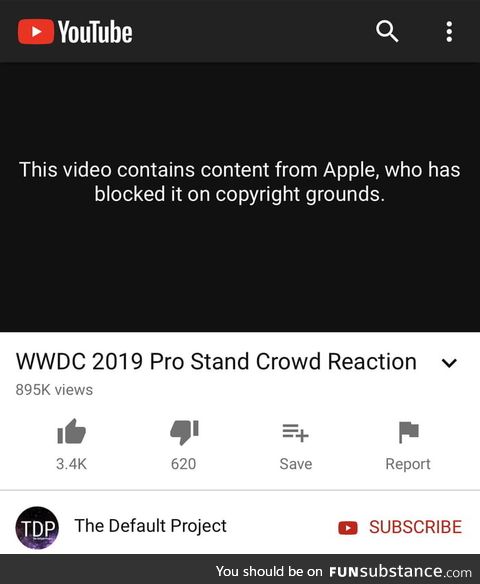 Apple has blocked a video of the crowd's reaction to the price of the Pro Stand on