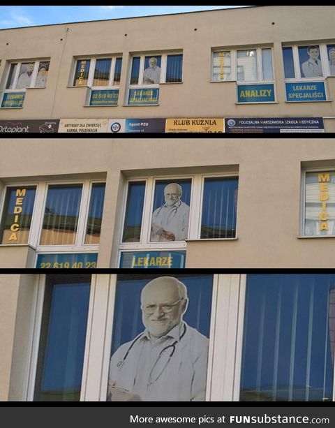 Spotted this legend in the window of a med center in Warsaw, Poland