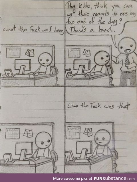 Drawing memes at work about not being allowed to look at memes at work