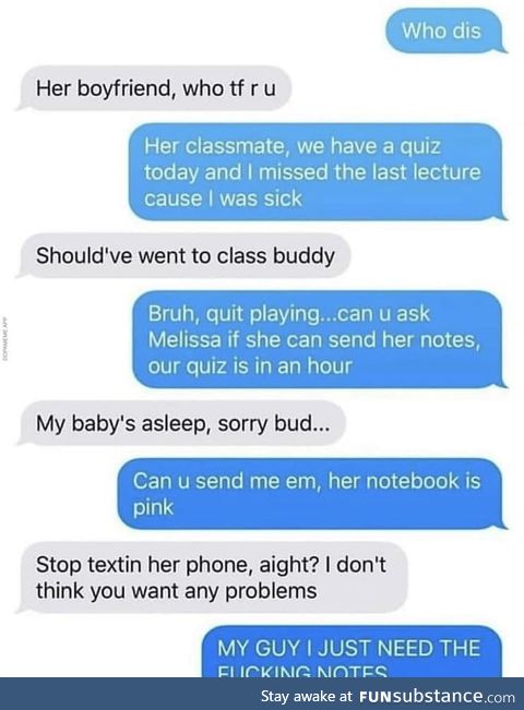 Just wanted some notes from a friend