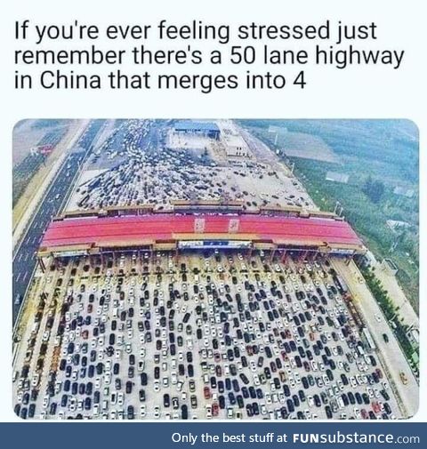 50 lane highway that merges into 4