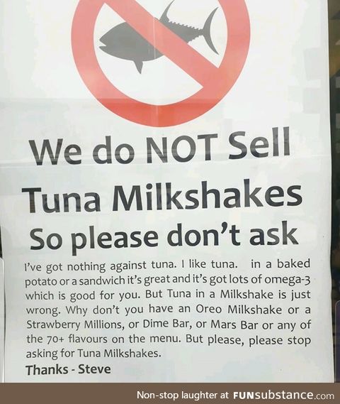 #ban tuna milkshakes