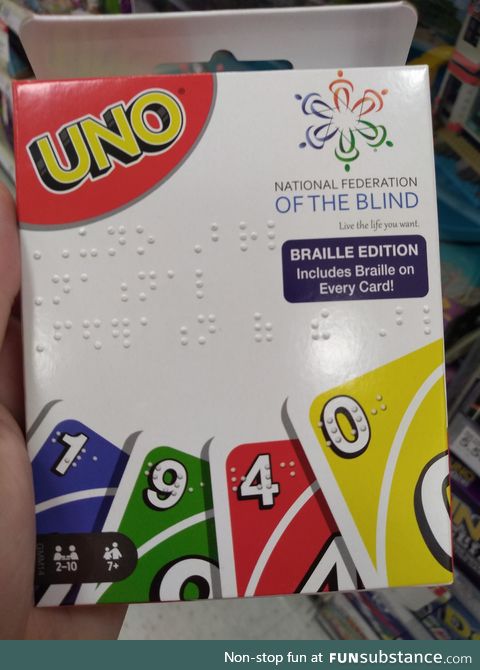 In case you haven't seen this already - A Braille edition of Uno