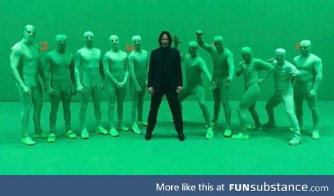 Keanu and the John Wick 3 stunt team