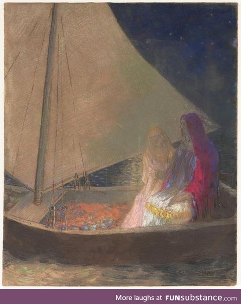 Odilon Redon, The Barque, c.1902. Pastel and charcoal on paper