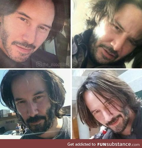 When you accidentally open the front camera but you are Keanu Reeves