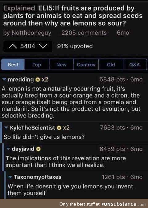 When life gives you lemons it's because someone invented lemons