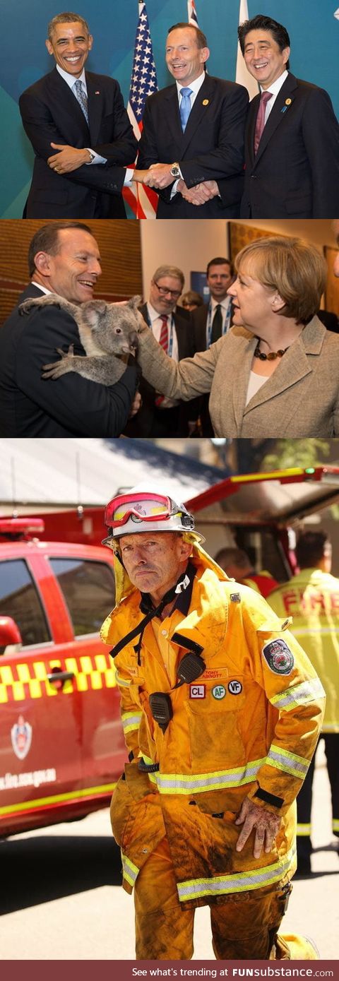 Former Australian prime minister Tony Abbott is fighting the bushfires on the front