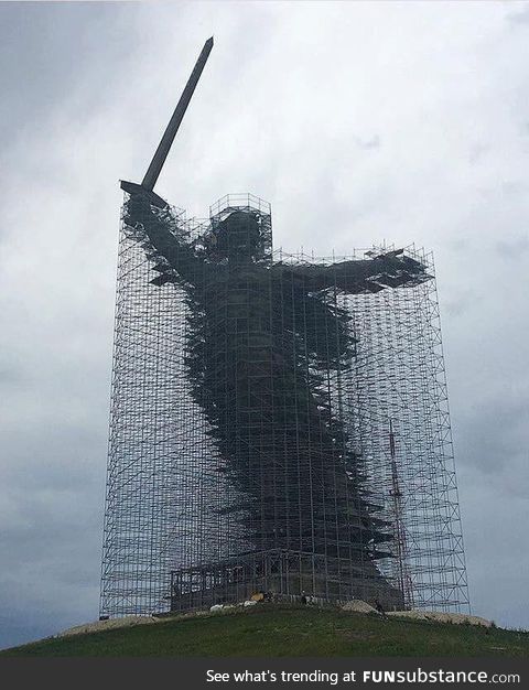 The Motherland Calls monument restoration, Volgograd, Russia, 2019