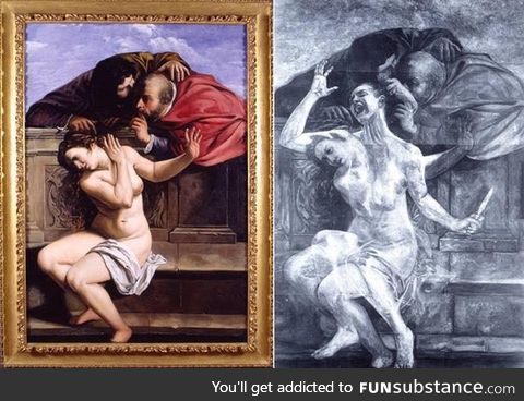 Artemisia Gentileschi - Susanna and the two vecchioni - opera observed with infrared.