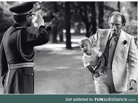 The Prime Minster of Canada carrying the Prime Minister of Canada circa 1973