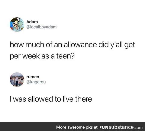 Weekly allowance