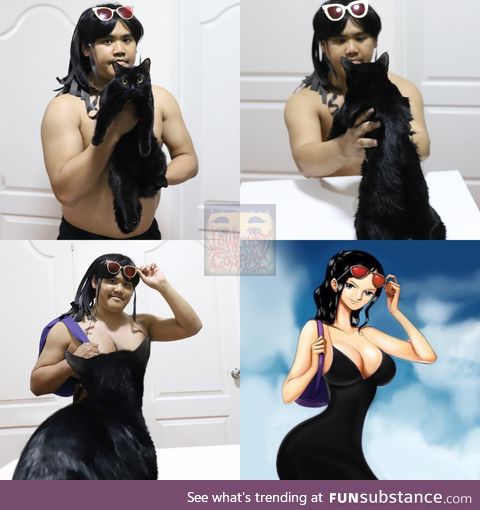 Low Cost Cosplay and his black cat