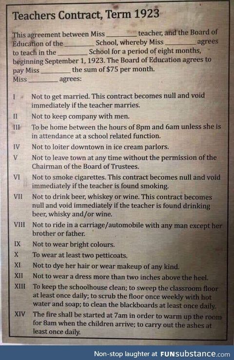 A Teacher’s contract, circa 1923