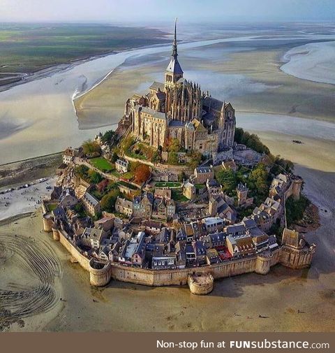Mont-Saint-Michel Island during low tide