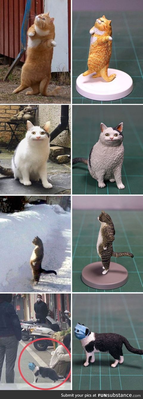 Artist Meetissai recreate funny cat photos as sculptures