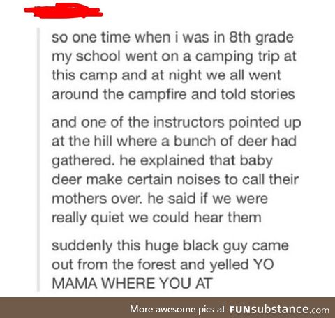Not your average Yo Mama joke, deer