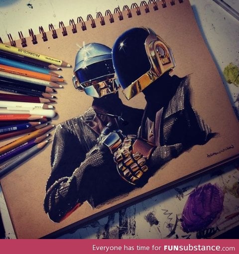 A daft punk portrait a friend did. Amazing