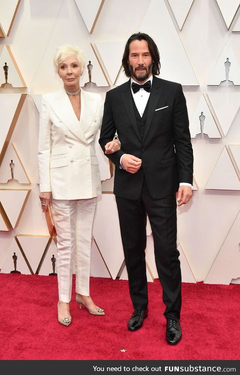 Keanu brought his Mom to the Oscars, allegedly