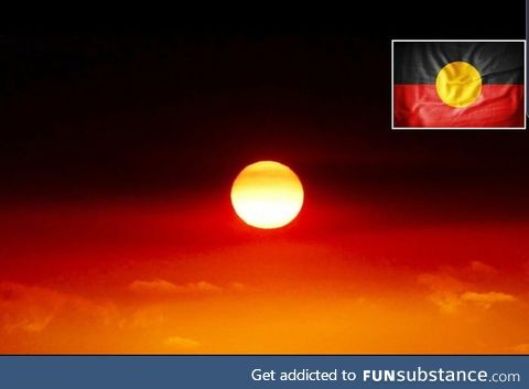 The fires in Australia have turned the skyline into the Aboriginal flag