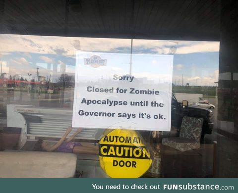 This sign on a furniture store window