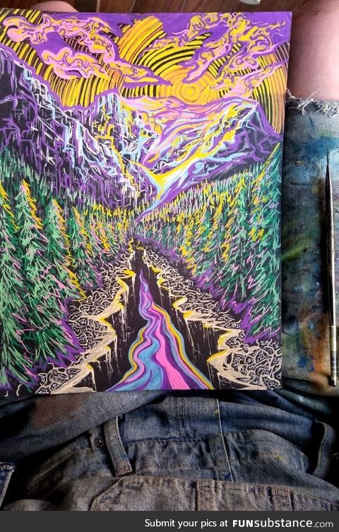 I call this painting 'Manic Mountain'.....For obvious reasons