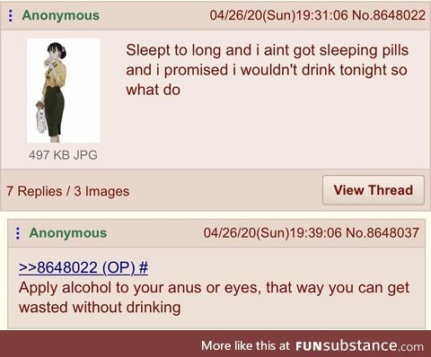 Anon needs drinking solution