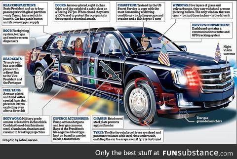 The Presidential State Car is a heavily modified $1.5M Cadillac One to transport our Dear
