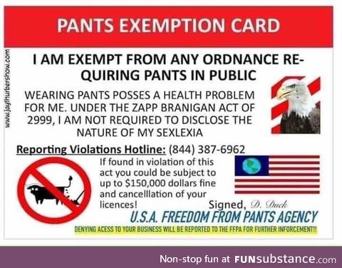 Pants is a communist conspiracy!