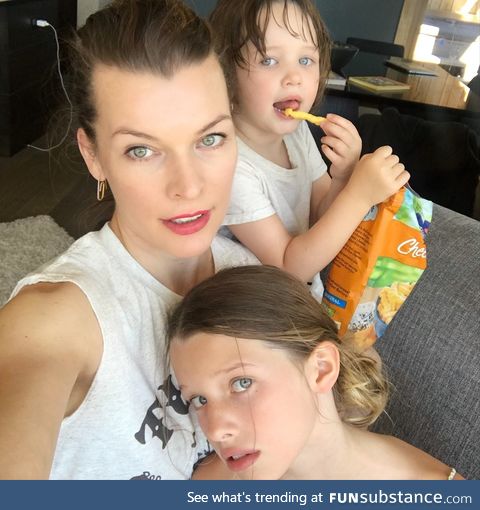 Milla Jovovich and her daughters