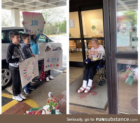 100 Years old today and the nursing home is on coronavirus lockdown so they sang to her
