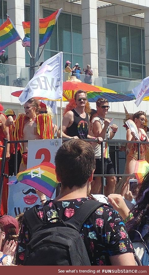 Neil Patrick Harris and his husband at the Tel-Aviv pride parade