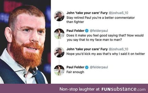 Interaction between Paul Felder and a Fight Fan