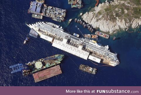 Overturned costa concordia cruise ship