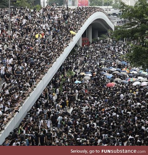 Massive amounts of protesters pour into Hong Kong