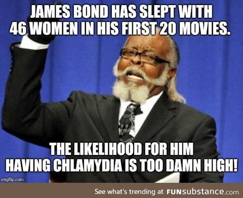 TIL James Bond has slept with more women than an average UK resident man!
