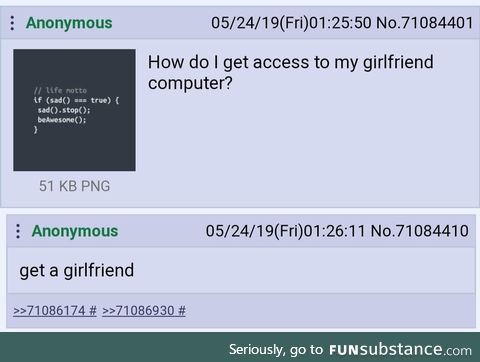Anon wants to access girlfriend's computer
