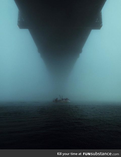 The boat under the bridge