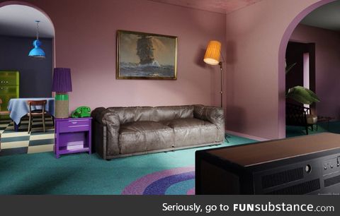 Simpsons lounge room in real life