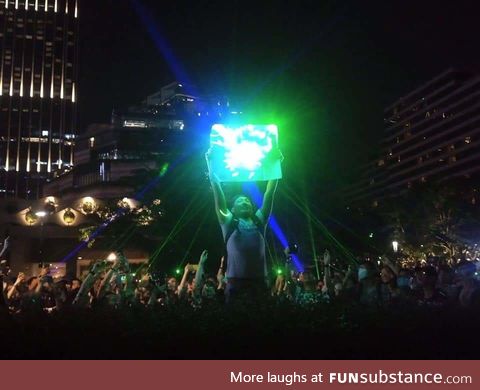 Yesterday in Hong Kong, a teenager was arrested for buying laser pointers. The police