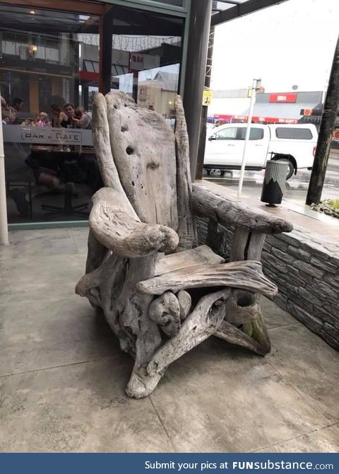 “Recycled timber” This awesome chair made of driftwood