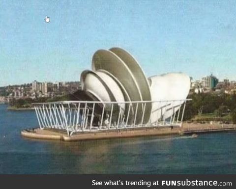 Sydney opera house when first built 1973