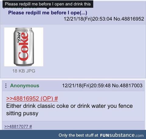 Anon gets redpilled on Diet Soda