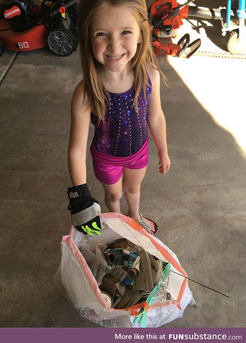 Daughter won’t let us go anywhere without a trash bag, just in case we find garbage