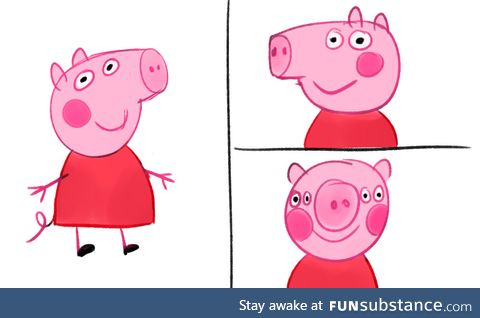 What Peppa Pig looks like from the front [Pure horror]