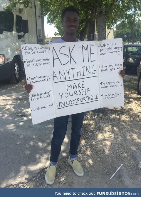 This gentleman in a Texas town open to discussions about racism