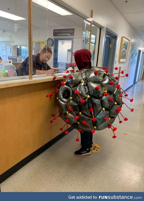 Kid at my son's school dressed up as Covid-19