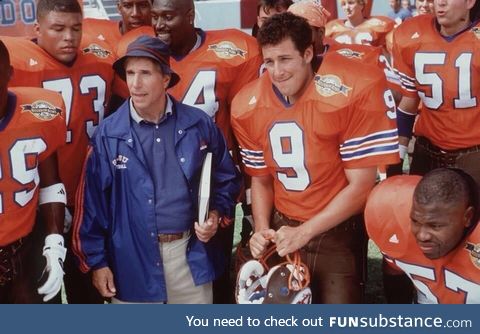 On this date in 1998, Bobby Boucher showed up at halftime and the Mud Dogs won the