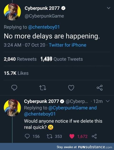 Cyperpunk 2077 delayed again