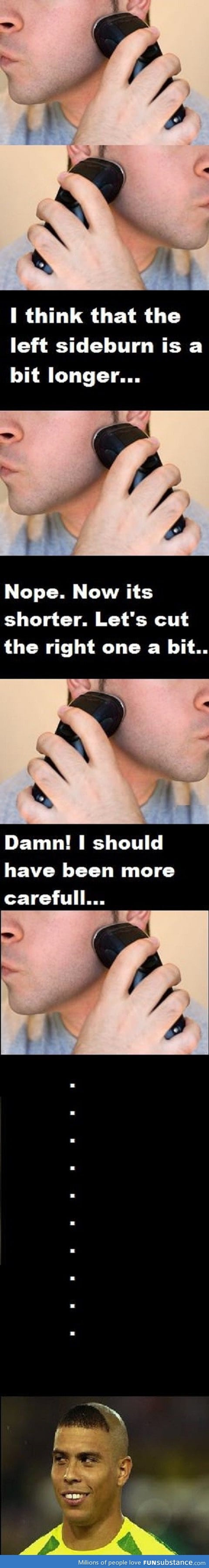 Trimming sideburns